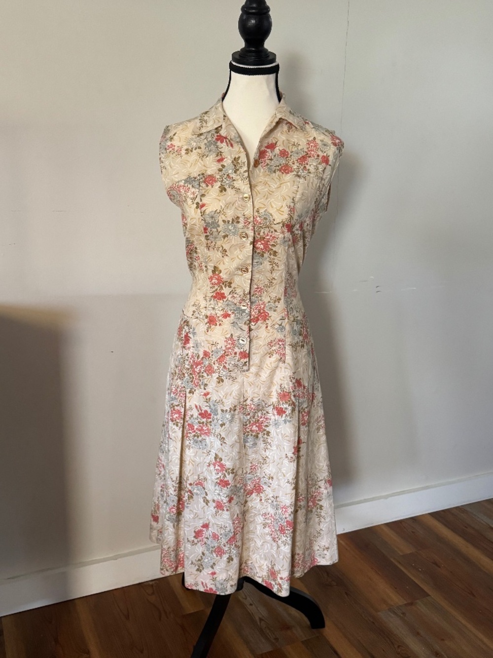 Vintage Sleeveless A Nancy Flock floral dress Size 4